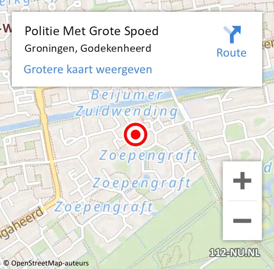 Locatie op kaart van de 112 melding: Politie Met Grote Spoed Naar Groningen, Godekenheerd op 10 september 2021 16:57