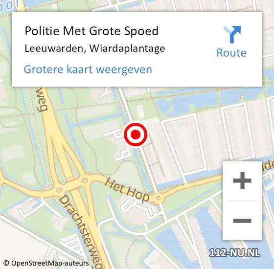 Locatie op kaart van de 112 melding: Politie Met Grote Spoed Naar Leeuwarden, Wiardaplantage op 10 september 2021 17:01