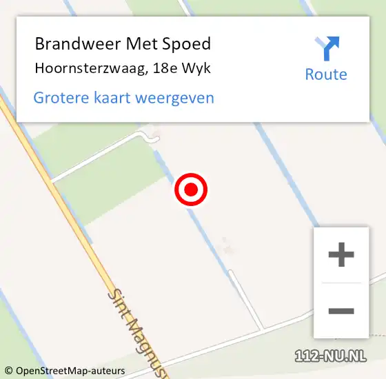 Locatie op kaart van de 112 melding: Brandweer Met Spoed Naar Hoornsterzwaag, 18e Wyk op 10 september 2021 17:06