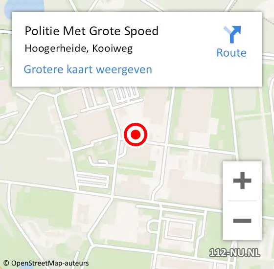 Locatie op kaart van de 112 melding: Politie Met Grote Spoed Naar Hoogerheide, Kooiweg op 10 september 2021 17:15