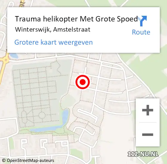 Locatie op kaart van de 112 melding: Trauma helikopter Met Grote Spoed Naar Winterswijk, Amstelstraat op 10 september 2021 17:29
