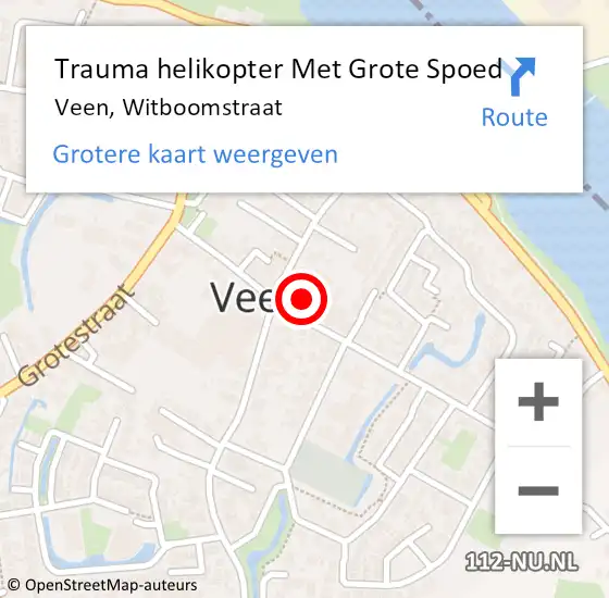 Locatie op kaart van de 112 melding: Trauma helikopter Met Grote Spoed Naar Veen, Witboomstraat op 10 september 2021 17:37