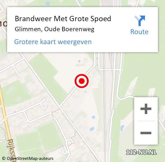 Locatie op kaart van de 112 melding: Brandweer Met Grote Spoed Naar Glimmen, Oude Boerenweg op 10 september 2021 17:44