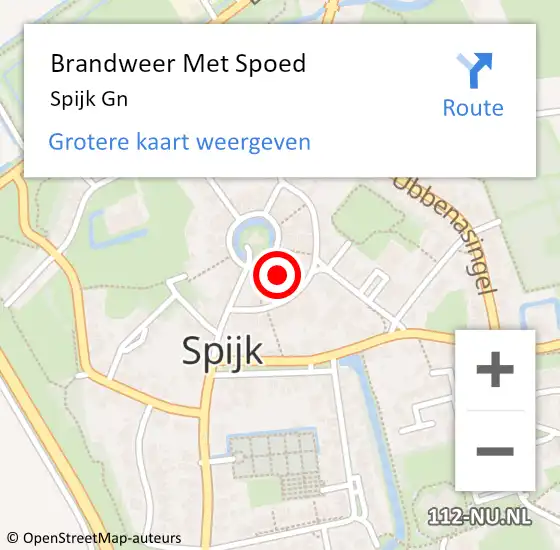 Locatie op kaart van de 112 melding: Brandweer Met Spoed Naar Spijk Gn op 10 september 2021 18:00