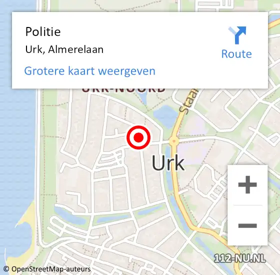 Locatie op kaart van de 112 melding: Politie Urk, Almerelaan op 10 september 2021 18:01