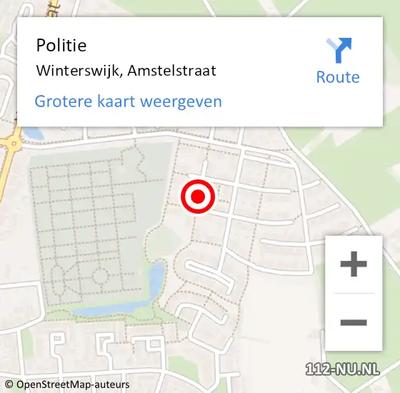 Locatie op kaart van de 112 melding: Politie Winterswijk, Amstelstraat op 10 september 2021 18:04