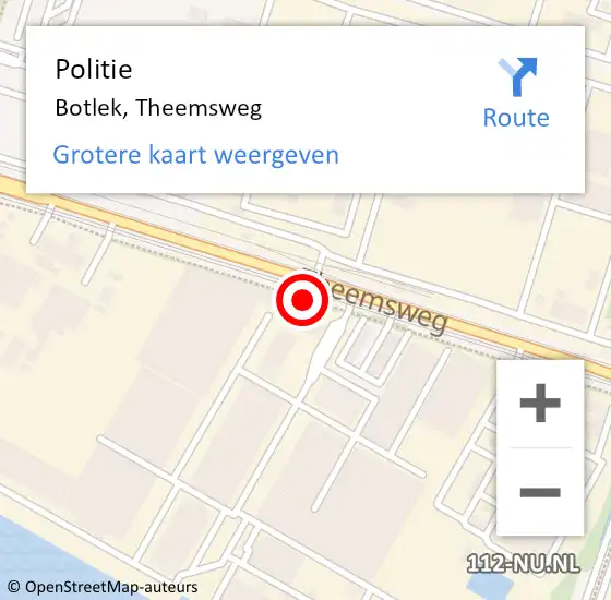 Locatie op kaart van de 112 melding: Politie Botlek, Theemsweg op 10 september 2021 18:08