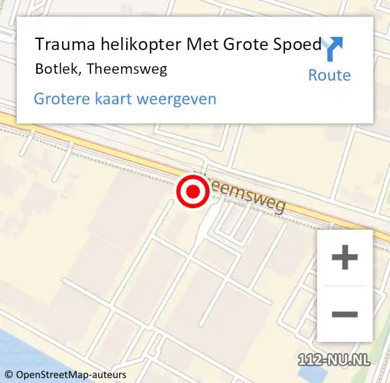 Locatie op kaart van de 112 melding: Trauma helikopter Met Grote Spoed Naar Botlek, Theemsweg op 10 september 2021 18:11