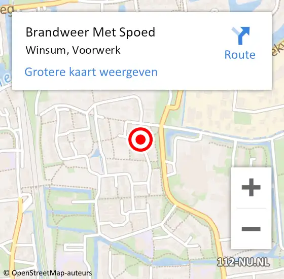 Locatie op kaart van de 112 melding: Brandweer Met Spoed Naar Winsum, Voorwerk op 10 september 2021 18:17