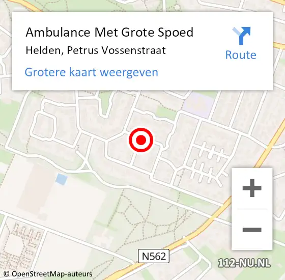 Locatie op kaart van de 112 melding: Ambulance Met Grote Spoed Naar Helden, Petrus Vossenstraat op 10 september 2021 18:22