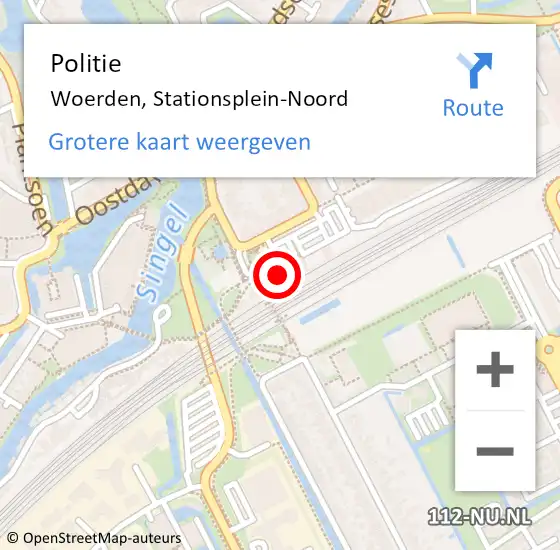 Locatie op kaart van de 112 melding: Politie Woerden, Stationsplein-Noord op 10 september 2021 18:28