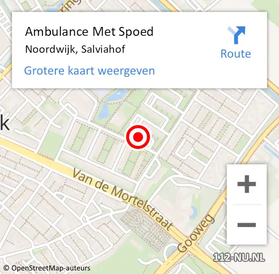 Locatie op kaart van de 112 melding: Ambulance Met Spoed Naar Noordwijk, Salviahof op 10 september 2021 18:47