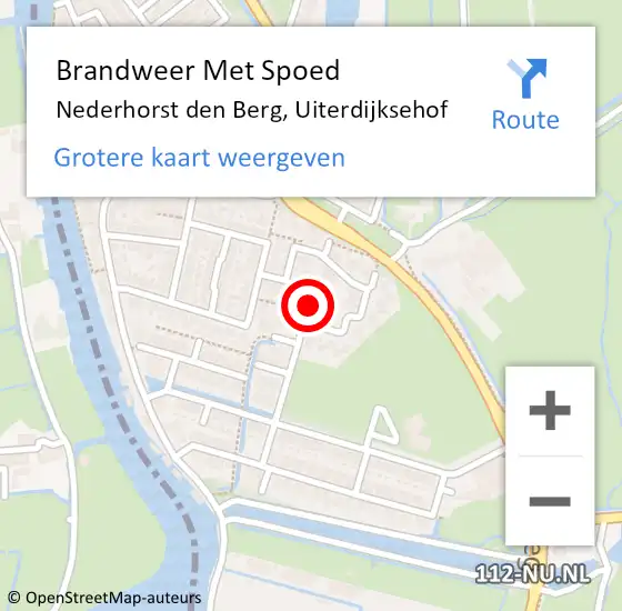 Locatie op kaart van de 112 melding: Brandweer Met Spoed Naar Nederhorst den Berg, Uiterdijksehof op 10 september 2021 19:21