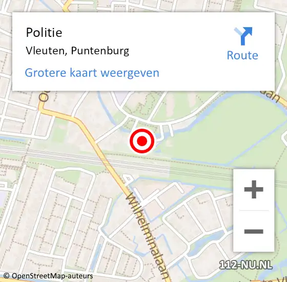 Locatie op kaart van de 112 melding: Politie Vleuten, Puntenburg op 10 september 2021 19:33