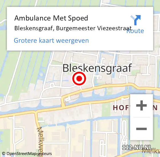 Locatie op kaart van de 112 melding: Ambulance Met Spoed Naar Bleskensgraaf, Burgemeester Viezeestraat op 10 september 2021 19:34