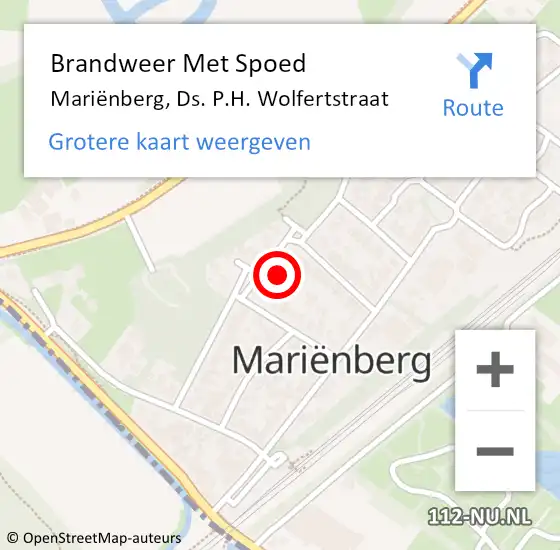 Locatie op kaart van de 112 melding: Brandweer Met Spoed Naar Mariënberg, Ds. P.H. Wolfertstraat op 10 september 2021 19:59