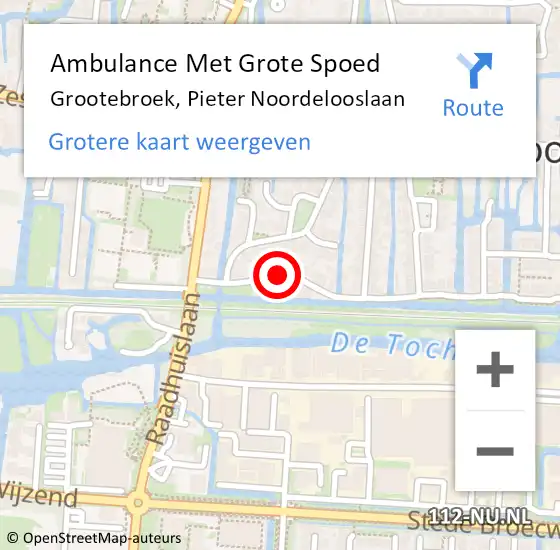 Locatie op kaart van de 112 melding: Ambulance Met Grote Spoed Naar Grootebroek, Pieter Noordelooslaan op 10 september 2021 20:01