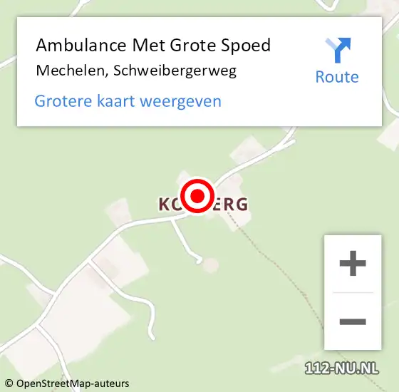 Locatie op kaart van de 112 melding: Ambulance Met Grote Spoed Naar Mechelen, Schweibergerweg op 22 juni 2014 15:19