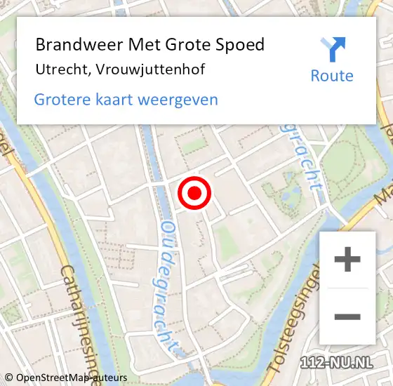 Locatie op kaart van de 112 melding: Brandweer Met Grote Spoed Naar Utrecht, Vrouwjuttenhof op 10 september 2021 20:22