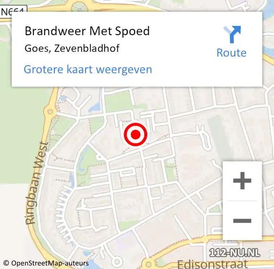 Locatie op kaart van de 112 melding: Brandweer Met Spoed Naar Goes, Zevenbladhof op 10 september 2021 20:49