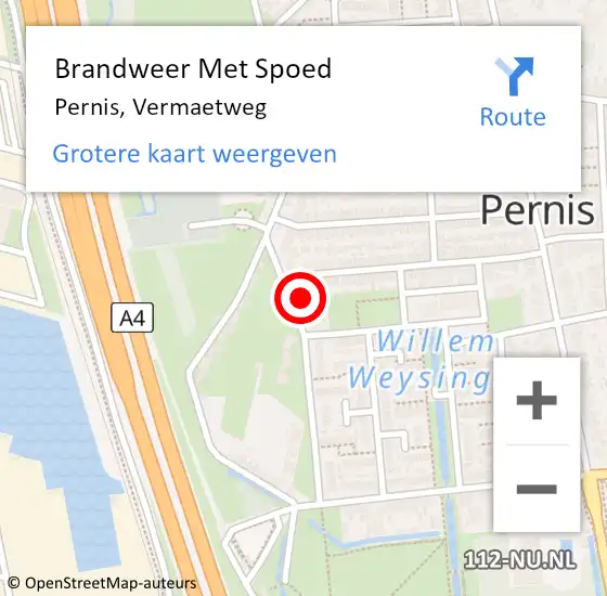 Locatie op kaart van de 112 melding: Brandweer Met Spoed Naar Pernis, Vermaetweg op 10 september 2021 21:01