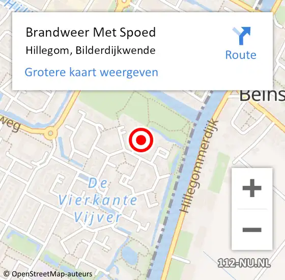 Locatie op kaart van de 112 melding: Brandweer Met Spoed Naar Hillegom, Bilderdijkwende op 10 september 2021 21:01