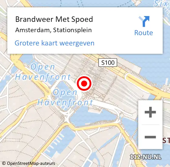 Locatie op kaart van de 112 melding: Brandweer Met Spoed Naar Amsterdam, Stationsplein op 10 september 2021 21:07