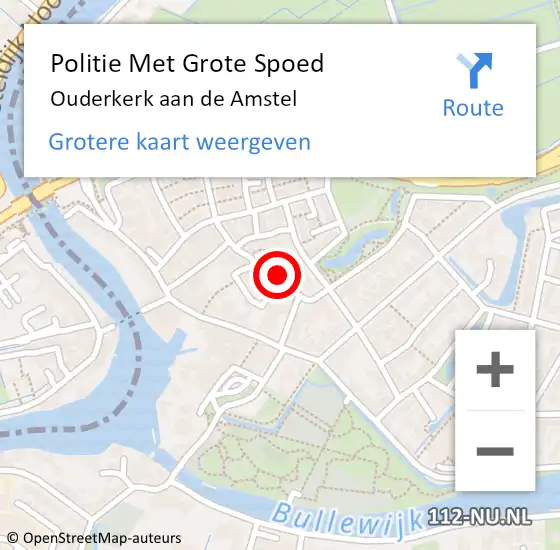 Locatie op kaart van de 112 melding: Politie Met Grote Spoed Naar Ouderkerk aan de Amstel op 10 september 2021 21:10