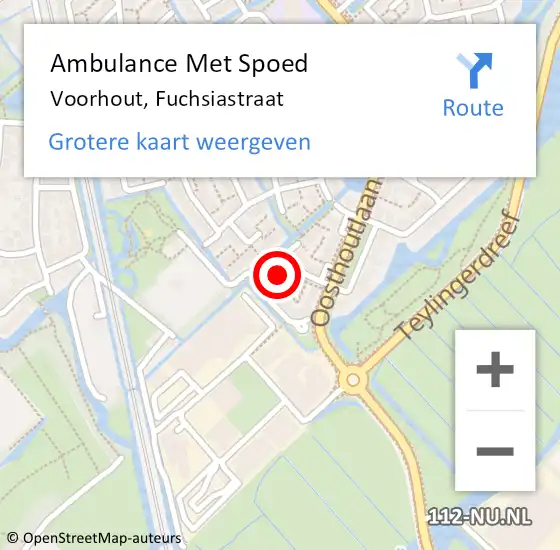 Locatie op kaart van de 112 melding: Ambulance Met Spoed Naar Voorhout, Fuchsiastraat op 10 september 2021 21:15