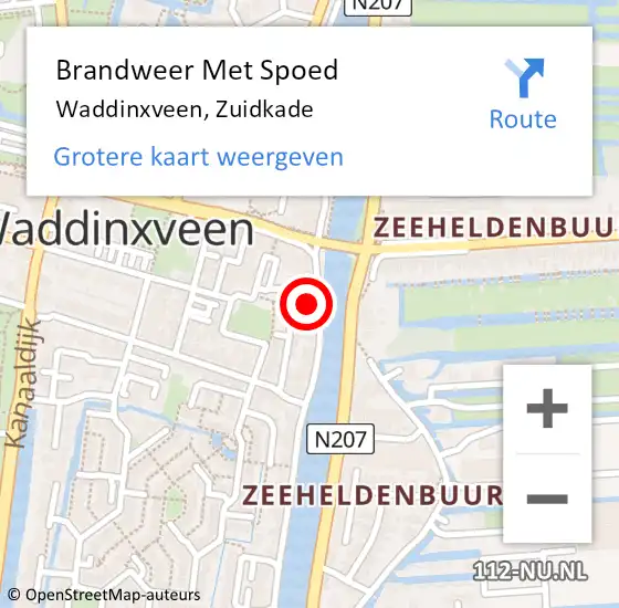 Locatie op kaart van de 112 melding: Brandweer Met Spoed Naar Waddinxveen, Zuidkade op 10 september 2021 21:20