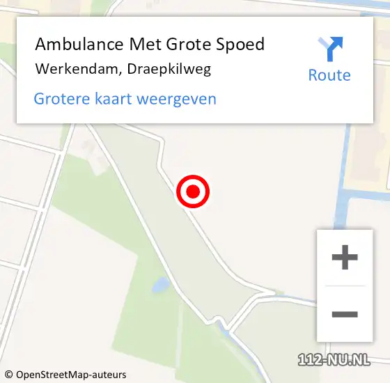 Locatie op kaart van de 112 melding: Ambulance Met Grote Spoed Naar Werkendam, Draepkilweg op 10 september 2021 21:27