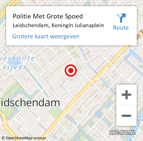 Locatie op kaart van de 112 melding: Politie Met Grote Spoed Naar Leidschendam, Koningin Julianaplein op 10 september 2021 21:35