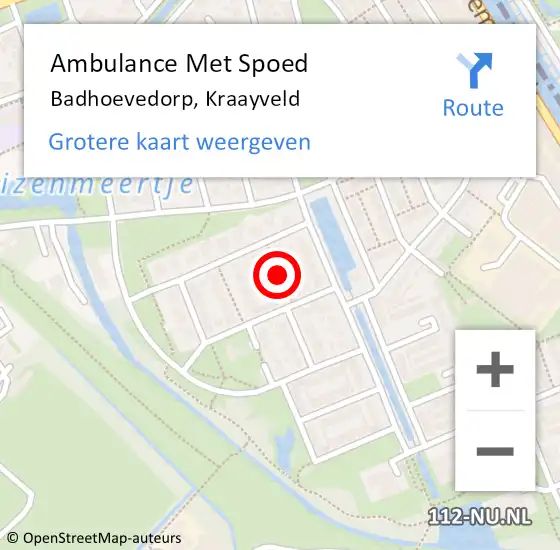 Locatie op kaart van de 112 melding: Ambulance Met Spoed Naar Badhoevedorp, Kraayveld op 10 september 2021 21:37