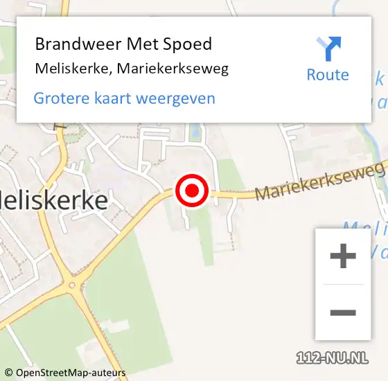 Locatie op kaart van de 112 melding: Brandweer Met Spoed Naar Meliskerke, Mariekerkseweg op 10 september 2021 21:40