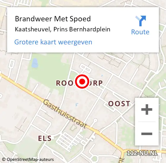 Locatie op kaart van de 112 melding: Brandweer Met Spoed Naar Kaatsheuvel, Prins Bernhardplein op 10 september 2021 21:46