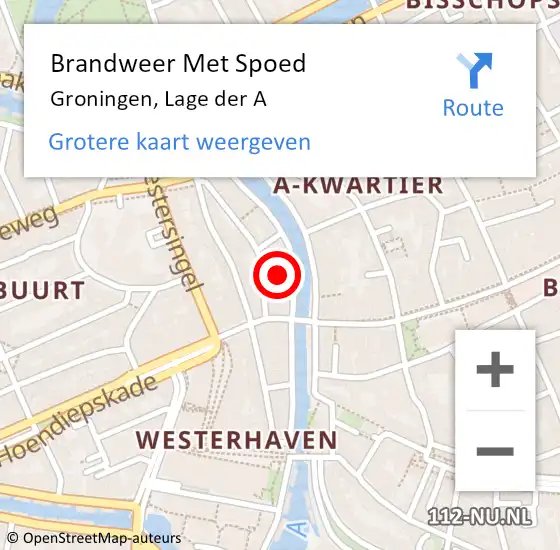 Locatie op kaart van de 112 melding: Brandweer Met Spoed Naar Groningen, Lage der A op 10 september 2021 21:50