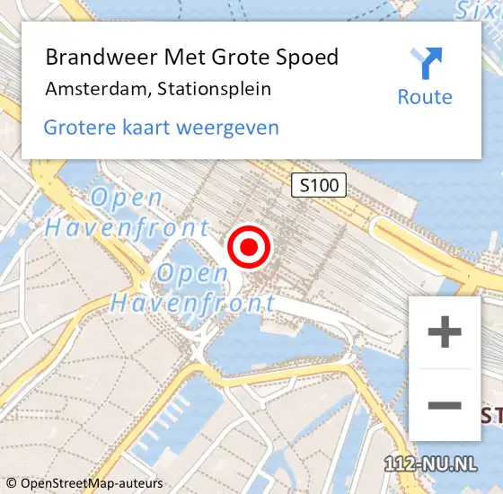 Locatie op kaart van de 112 melding: Brandweer Met Grote Spoed Naar Amsterdam, Stationsplein op 10 september 2021 22:06