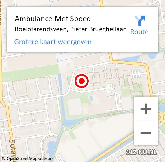 Locatie op kaart van de 112 melding: Ambulance Met Spoed Naar Roelofarendsveen, Pieter Brueghellaan op 10 september 2021 22:15