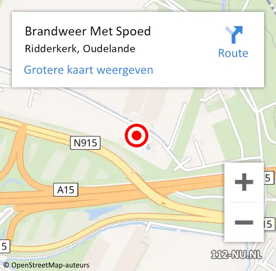 Locatie op kaart van de 112 melding: Brandweer Met Spoed Naar Ridderkerk, Oudelande op 10 september 2021 22:17