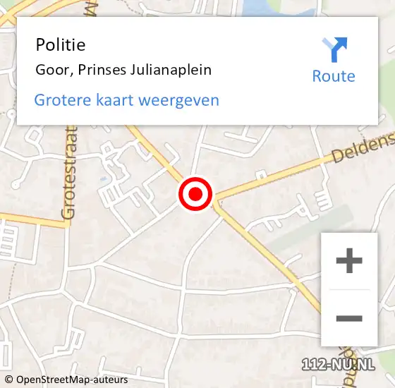 Locatie op kaart van de 112 melding: Politie Goor, Prinses Julianaplein op 10 september 2021 22:29