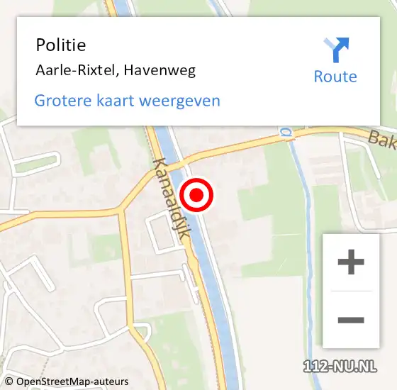 Locatie op kaart van de 112 melding: Politie Aarle-Rixtel, Havenweg op 10 september 2021 22:37