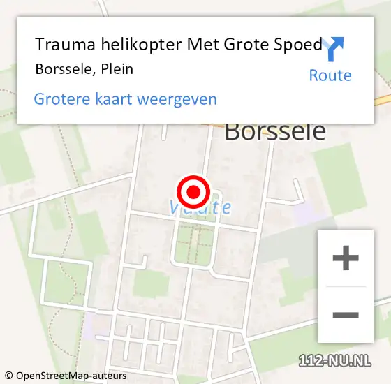 Locatie op kaart van de 112 melding: Trauma helikopter Met Grote Spoed Naar Borssele, Plein op 10 september 2021 23:22