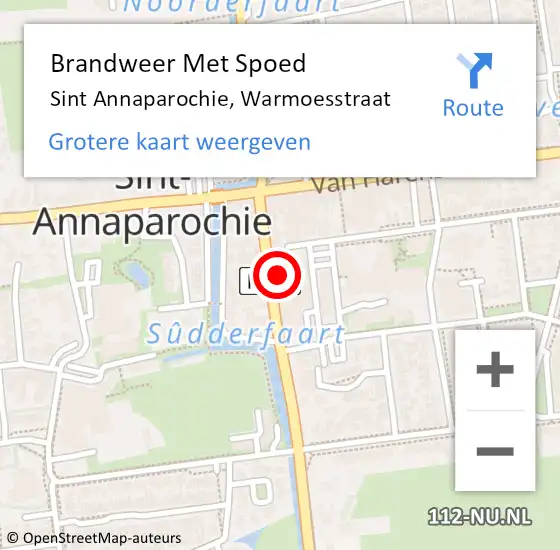 Locatie op kaart van de 112 melding: Brandweer Met Spoed Naar Sint Annaparochie, Warmoesstraat op 10 september 2021 23:23