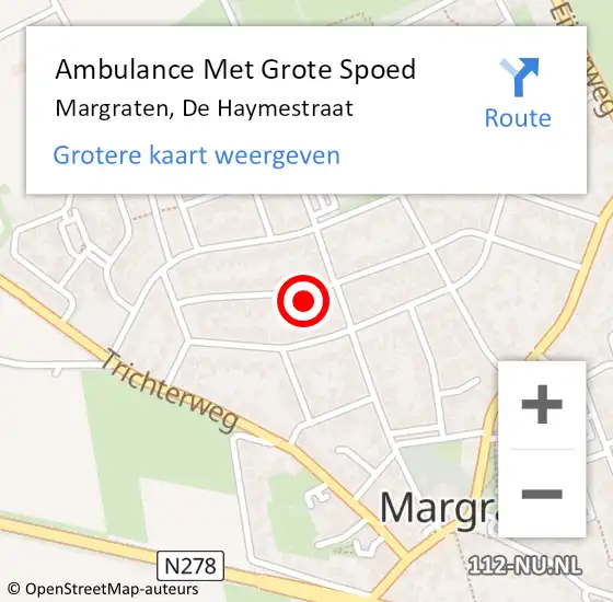 Locatie op kaart van de 112 melding: Ambulance Met Grote Spoed Naar Margraten, De Haymestraat op 22 juni 2014 15:32
