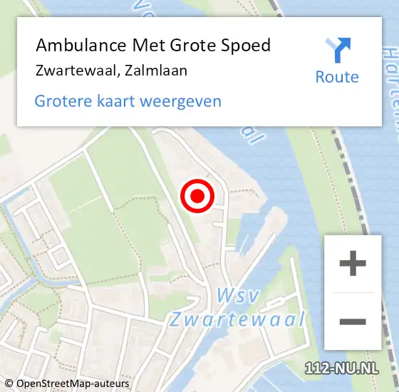 Locatie op kaart van de 112 melding: Ambulance Met Grote Spoed Naar Zwartewaal, Zalmlaan op 10 september 2021 23:26