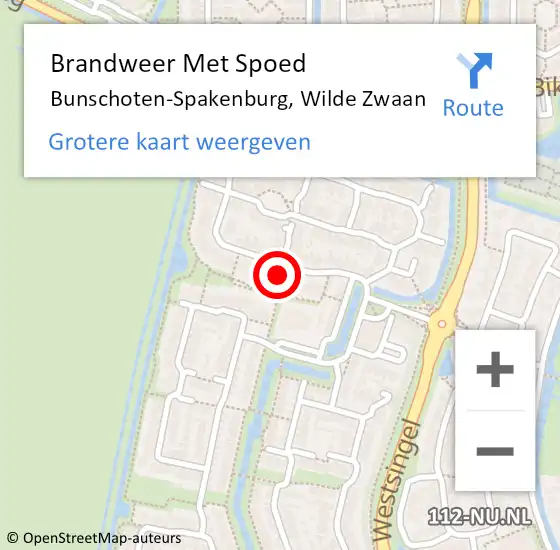 Locatie op kaart van de 112 melding: Brandweer Met Spoed Naar Bunschoten-Spakenburg, Wilde Zwaan op 11 september 2021 00:00