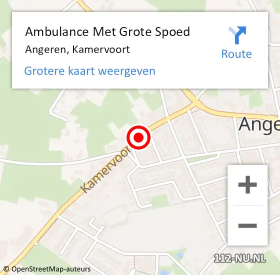 Locatie op kaart van de 112 melding: Ambulance Met Grote Spoed Naar Angeren, Kamervoort op 11 september 2021 00:06