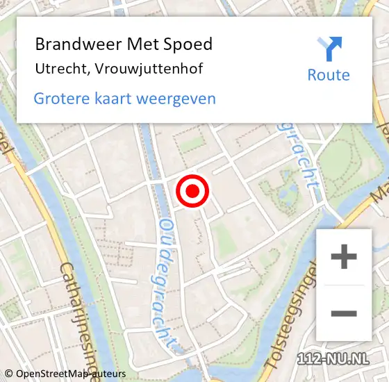 Locatie op kaart van de 112 melding: Brandweer Met Spoed Naar Utrecht, Vrouwjuttenhof op 11 september 2021 00:14