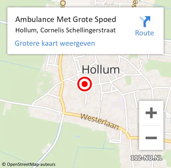 Locatie op kaart van de 112 melding: Ambulance Met Grote Spoed Naar Hollum, Cornelis Schellingerstraat op 11 september 2021 00:20