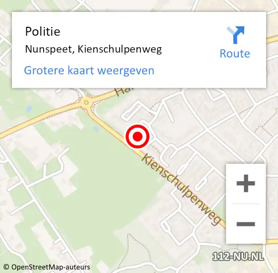 Locatie op kaart van de 112 melding: Politie Nunspeet, Kienschulpenweg op 11 september 2021 00:31